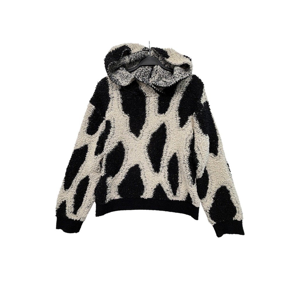 Sandy Liang x Target Women Black White Abstract Animal Print Fleece Hoodie S - Picture 2 of 9